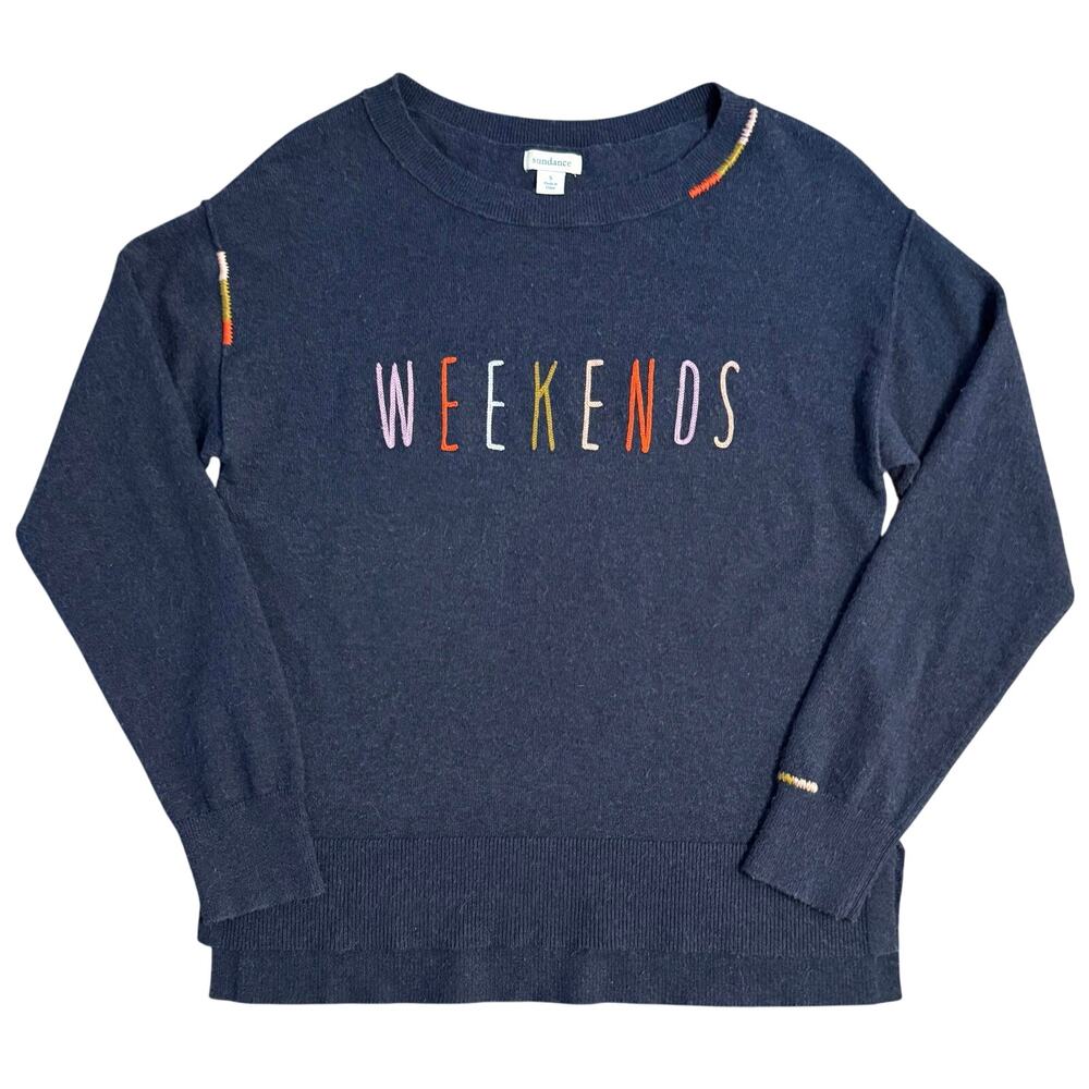 Sundance Weekends Sweater Wool Blend Embroidered Cozycore Blue Women’s Small - Picture 1 of 10